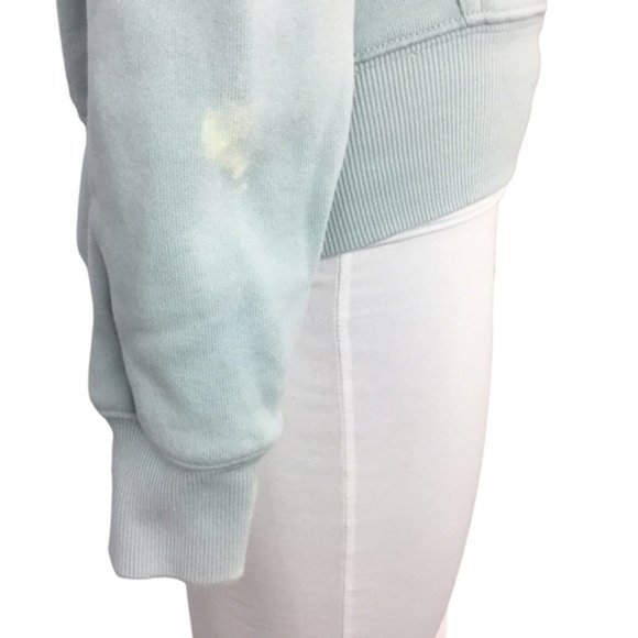 TNA Aritzia Cozy Fleece Perfect Hoodie Light Blue-Green Size XXS *Stained* - Picture 4 of 9